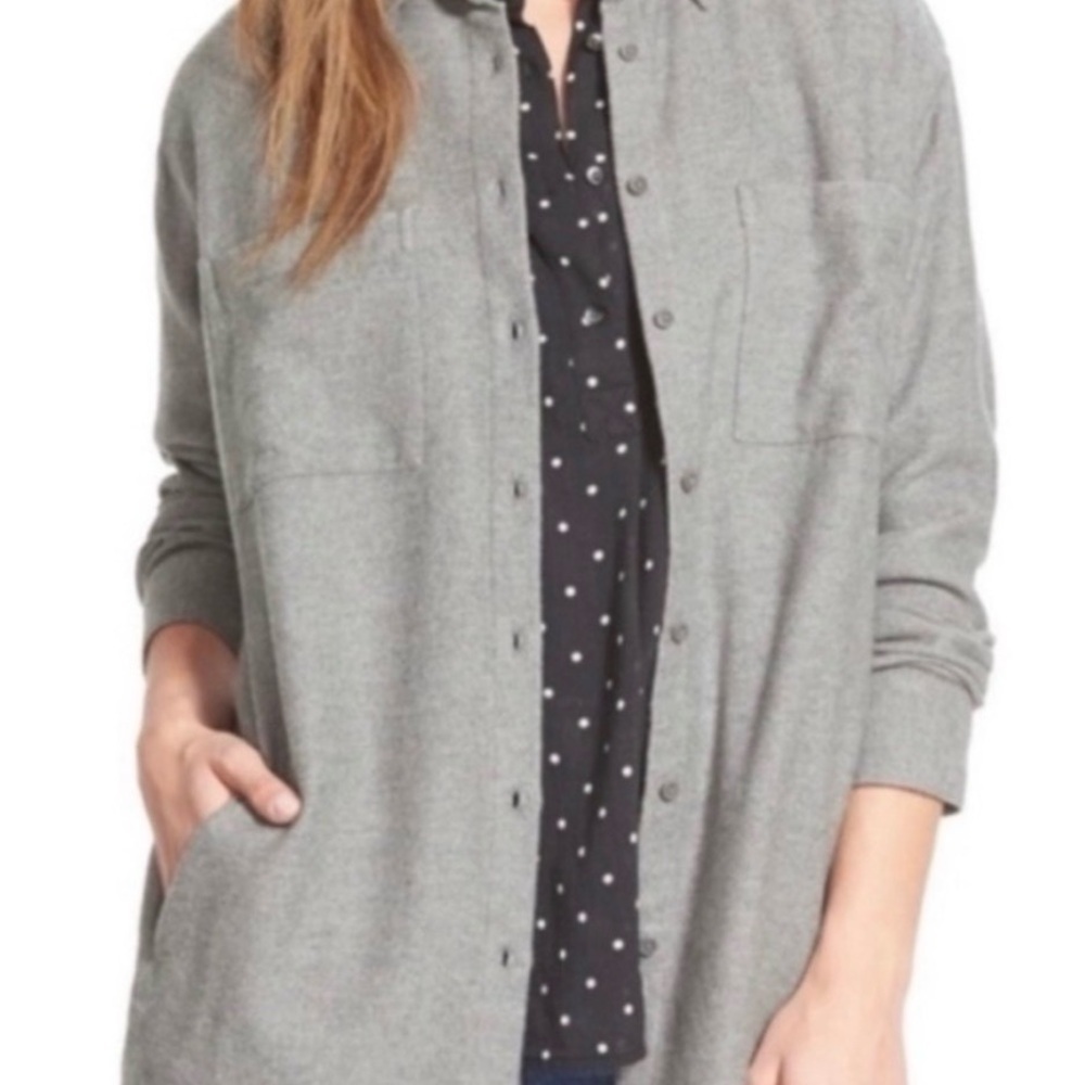 Gray Button-Up Women's Top